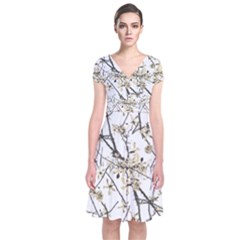 Nature Graphic Motif Pattern Short Sleeve Front Wrap Dress by dflcprints