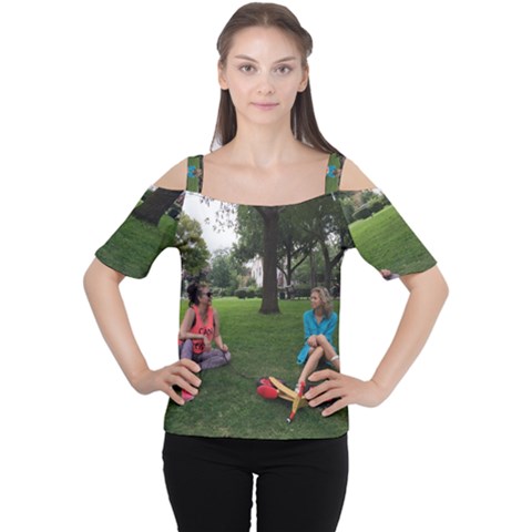 19688418 10155446220129417 1027902896 O - Walking With Daughter And Dog Cutout Shoulder Tee by bestdesignintheworld