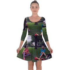 19688418 10155446220129417 1027902896 O - Walking With Daughter And Dog Quarter Sleeve Skater Dress by bestdesignintheworld