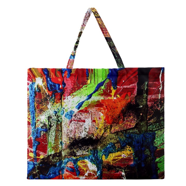 Untitled Red And Blue 3 Zipper Large Tote Bag