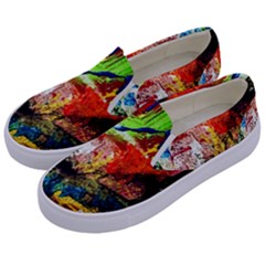 Untitled Red And Blue 3 Kids  Canvas Slip Ons by bestdesignintheworld