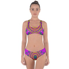 Peacock Flowers Ornate Decorative Happiness Criss Cross Bikini Set by pepitasart