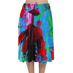 Humidity 7 Velvet Flared Midi Skirt