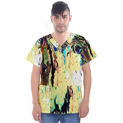 Light Of Candles Chandellier 8 Men s V-neck Scrub Top by bestdesignintheworld