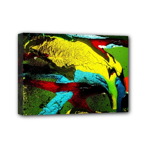 Yellow Dolphins   Blue Lagoon 3 Mini Canvas 7  X 5  by bestdesignintheworld