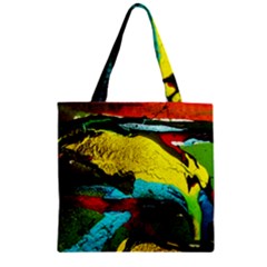 Yellow Dolphins   Blue Lagoon 3 Zipper Grocery Tote Bag by bestdesignintheworld