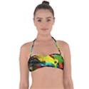 Yellow Dolphins   Blue Lagoon 3 Halter Bandeau Bikini Top View1