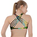 Yellow Dolphins   Blue Lagoon 3 Criss Cross Racerback Sports Bra View2