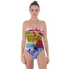 Poppies In An Abandoned Yard 4 Tie Back One Piece Swimsuit by bestdesignintheworld