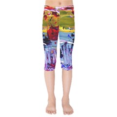 Poppies In An Abandoned Yard 4 Kids  Capri Leggings  by bestdesignintheworld