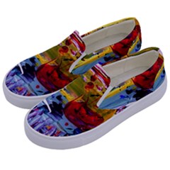 Poppies In An Abandoned Yard 4 Kids  Canvas Slip Ons by bestdesignintheworld