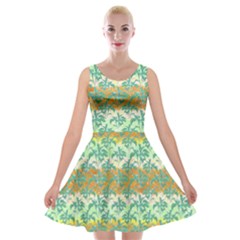 Colorful Tropical Print Pattern Velvet Skater Dresses by dflcprints