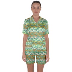 Colorful Tropical Print Pattern Satin Short Sleeve Pyjamas Set by dflcprints