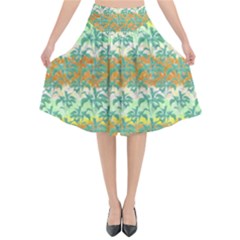 Colorful Tropical Print Pattern Flared Midi Skirt by dflcprints