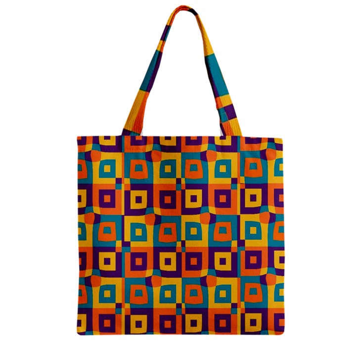 ARTWORK BY PATRICK-Squares-4 Zipper Grocery Tote Bag