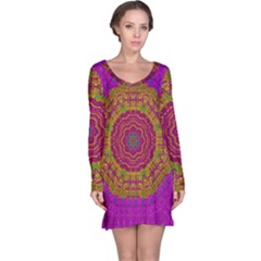 Summer Sun Shine In A Sunshine Mandala Long Sleeve Nightdress by pepitasart