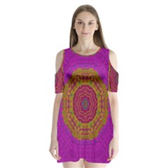 Summer Sun Shine In A Sunshine Mandala Shoulder Cutout Velvet One Piece by pepitasart