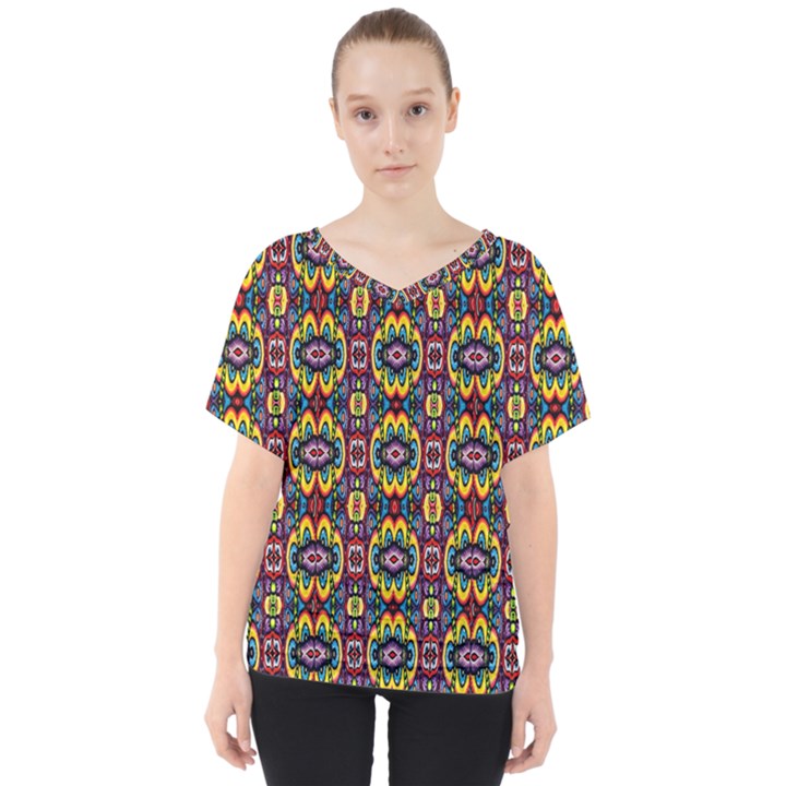 ARTWORK BY PATRICK-Squares-5 V-Neck Dolman Drape Top