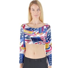 United States Of America Usa  Images Independence Day Long Sleeve Crop Top