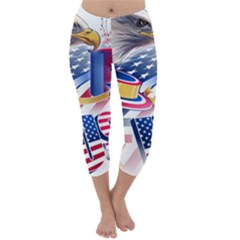 United States Of America Usa  Images Independence Day Capri Winter Leggings 