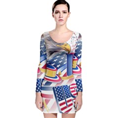 United States Of America Usa  Images Independence Day Long Sleeve Velvet Bodycon Dress