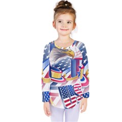 United States Of America Usa  Images Independence Day Kids  Long Sleeve Tee