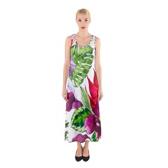 Vector Pattern Tropical Sleeveless Maxi Dress