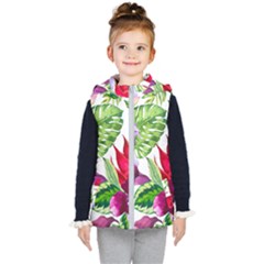 Vector Pattern Tropical Kid s Hooded Puffer Vest