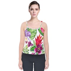 Vector Pattern Tropical Velvet Spaghetti Strap Top