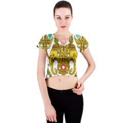 Traditional Thai Style Painting Crew Neck Crop Top