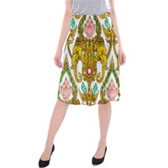 Traditional Thai Style Painting Midi Beach Skirt