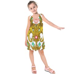 Traditional Thai Style Painting Kids  Sleeveless Dress by Sapixe