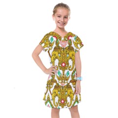 Traditional Thai Style Painting Kids  Drop Waist Dress by Sapixe