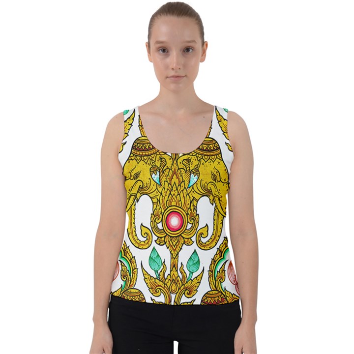 Traditional Thai Style Painting Velvet Tank Top