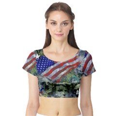 Usa United States Of America Images Independence Day Short Sleeve Crop Top by Sapixe