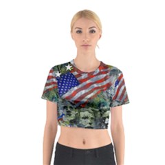 Usa United States Of America Images Independence Day Cotton Crop Top by Sapixe