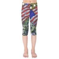 Usa United States Of America Images Independence Day Kids  Capri Leggings  by Sapixe