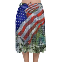 Usa United States Of America Images Independence Day Velvet Flared Midi Skirt by Sapixe