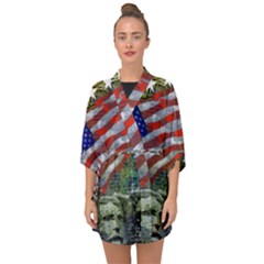 Usa United States Of America Images Independence Day Half Sleeve Chiffon Kimono by Sapixe