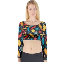 Virus Pattern Long Sleeve Crop Top by Sapixe