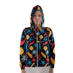 Virus Pattern Hooded Wind Breaker (women) by Sapixe