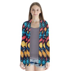 Virus Pattern Drape Collar Cardigan by Sapixe