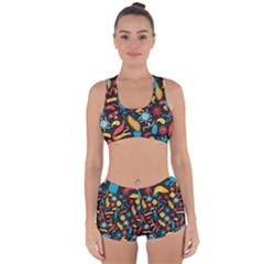 Virus Pattern Racerback Boyleg Bikini Set by Sapixe