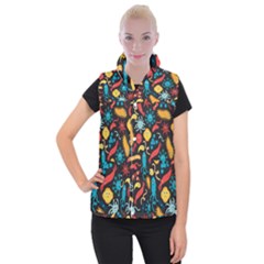 Virus Pattern Women s Button Up Vest by Sapixe