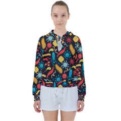 Virus Pattern Women s Tie Up Sweat by Sapixe