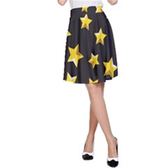 Yellow Stars Pattern A-line Skirt by Sapixe