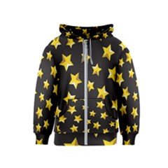 Yellow Stars Pattern Kids  Zipper Hoodie by Sapixe