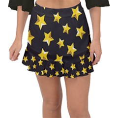 Yellow Stars Pattern Fishtail Mini Chiffon Skirt