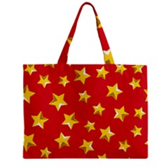 Yellow Stars Red Background Pattern Zipper Mini Tote Bag by Sapixe