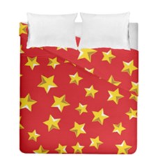 Yellow Stars Red Background Pattern Duvet Cover Double Side (full/ Double Size) by Sapixe